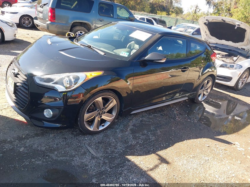 2014 Hyundai Veloster Turbo W/Black, Right Front, IAAI, VIN KMHTC6AE1EU185804 — photo 2