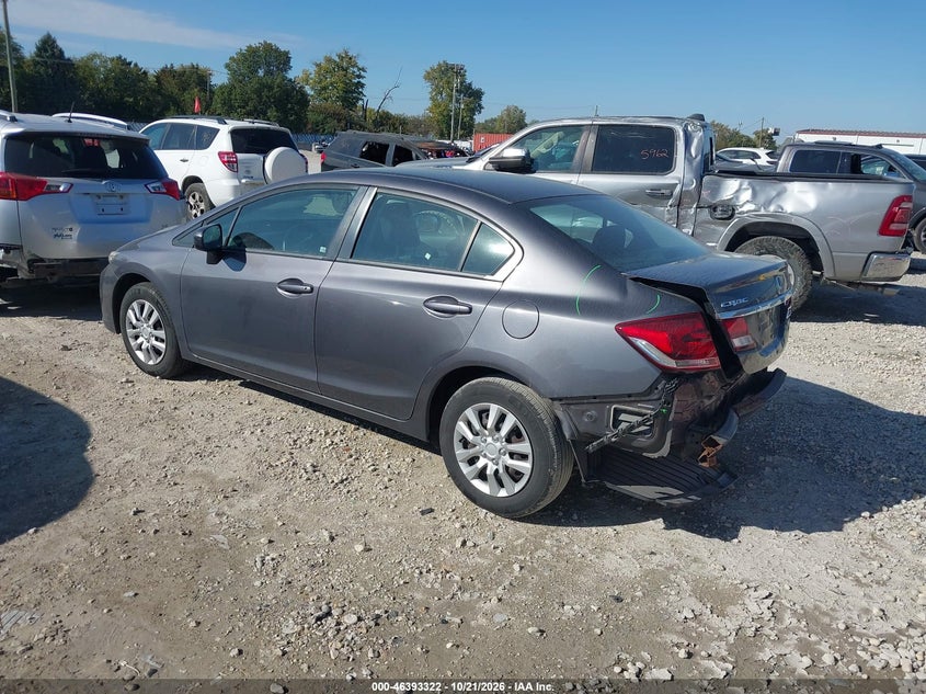 Vin: 19xfb2f53ee054300, lot: 46893680, honda civic lx 20143