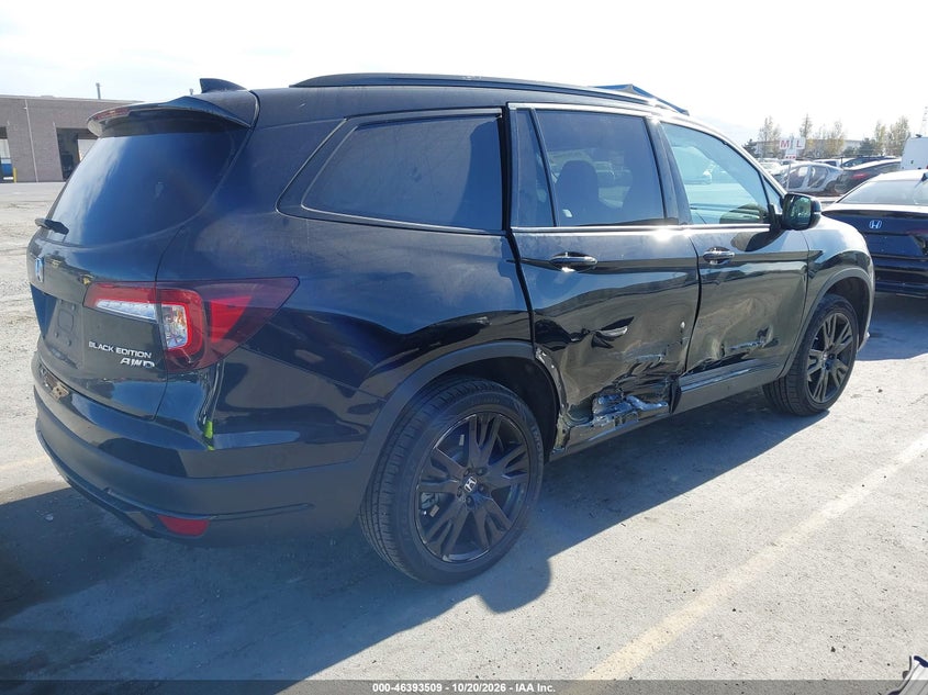 Vin: 5fnyf6h75nb059799, lot: 46893867, honda pilot awd black edition 20224