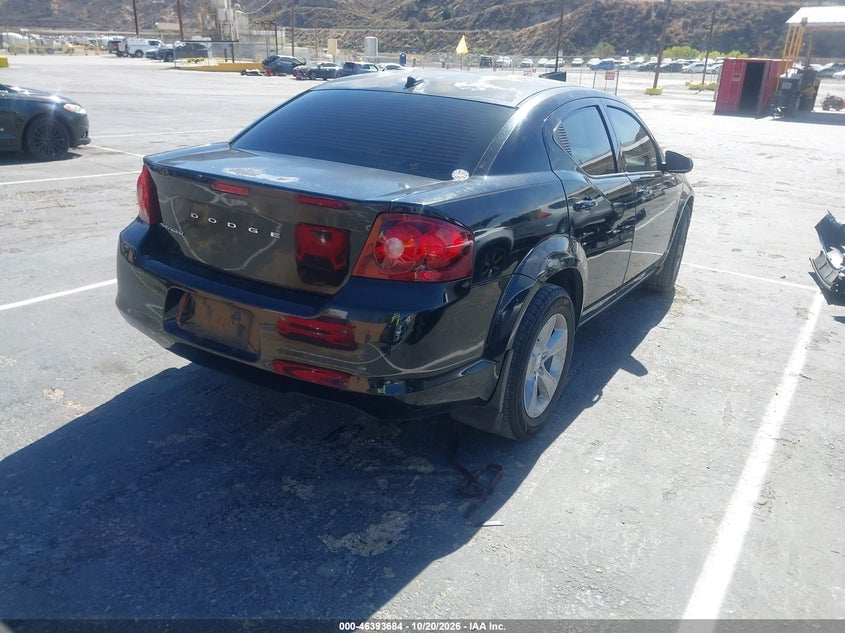 Vin: 1c3cdzab1dn638258, lot: 46894042, dodge avenger se 20134