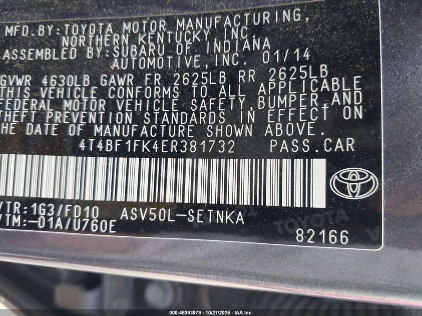 2014 TOYOTA CAMRY LE · Фото 9