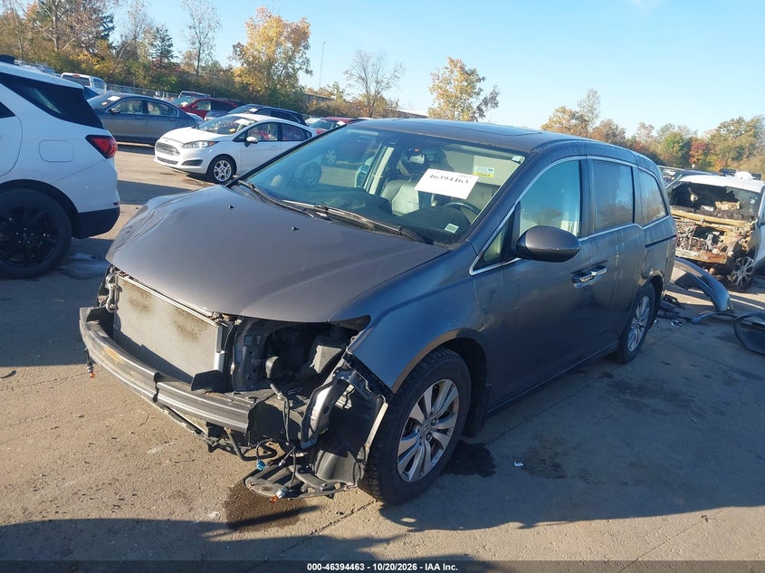2014 Honda Odyssey Ex-L, Left Front, IAAI, VIN 5FNRL5H65EB002632 — photo 2