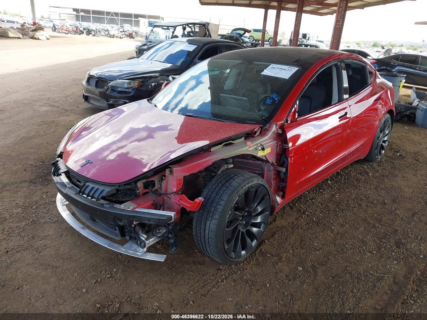 Vin: 5yj3e1ec9nf330283, lot: 46896980, tesla model 3 performance dual motor all-wheel drive 20222