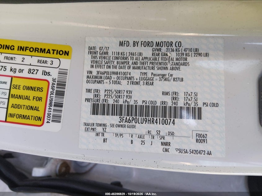 2017 FORD FUSION HYBRID SE · Фото 9