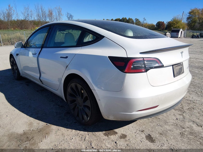 Vin: 5yj3e1ec8pf552817, lot: 46898347, tesla model 3 performance dual motor all-wheel drive 20233