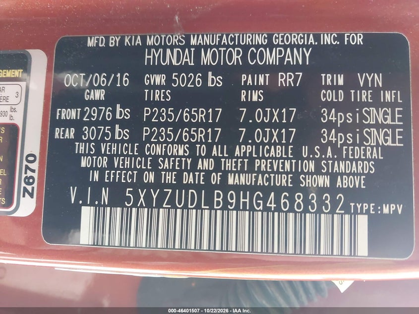2017 HYUNDAI SANTA FE SPORT 2.4L · Фото 9