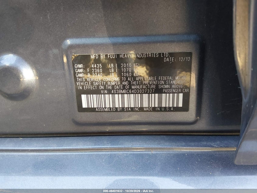 2013 SUBARU LEGACY 2.5I PREMIUM · Фото 9