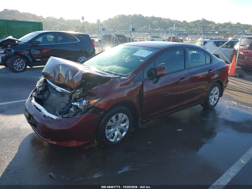 2012 Honda Civic Lx, Left Side, IAAI, VIN 19XFB2F5XCE079501 — photo 2
