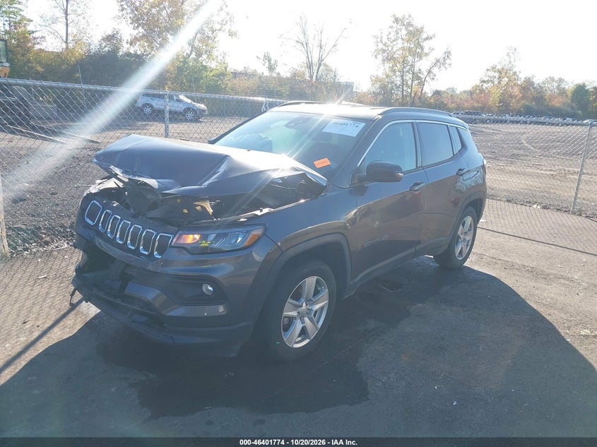 Vin: 3c4njcbb8nt192880, lot: 46902132, jeep compass latitude fwd 20222