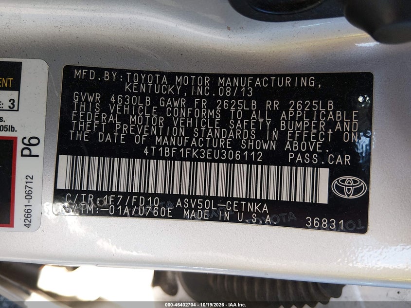 2014 TOYOTA CAMRY LE · Фото 9