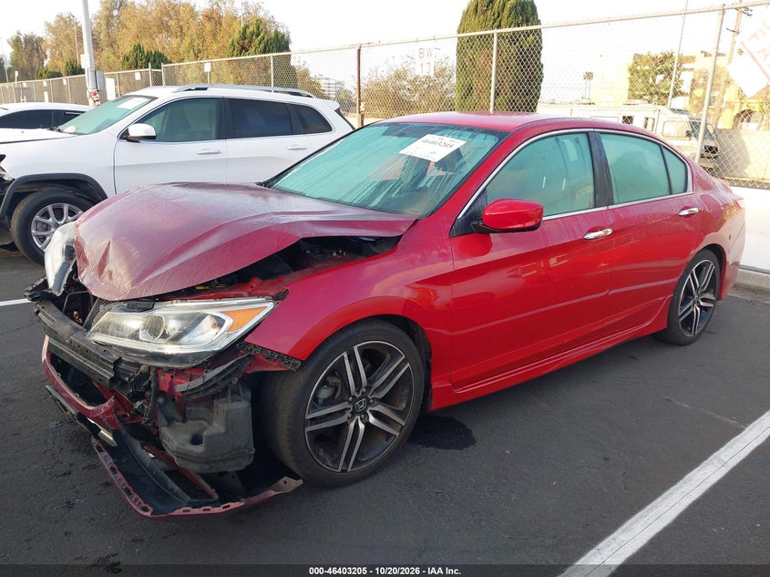 2016 Honda Accord Sport, Engine Damage, IAAI, VIN 1HGCR2F52GA166592 — photo 2