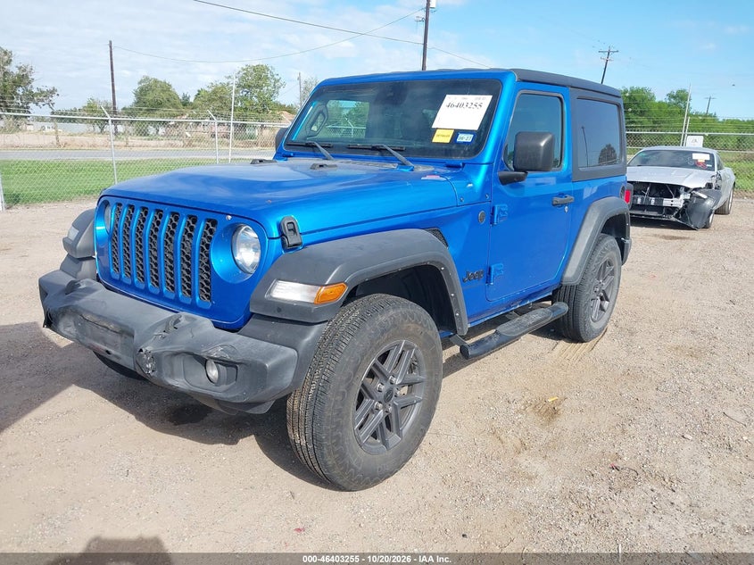 2024 Jeep Wrangler 2-Door Sport S 4X4, Right Side, IAAI, VIN 1C4PJXAN5RW139954 — photo 2