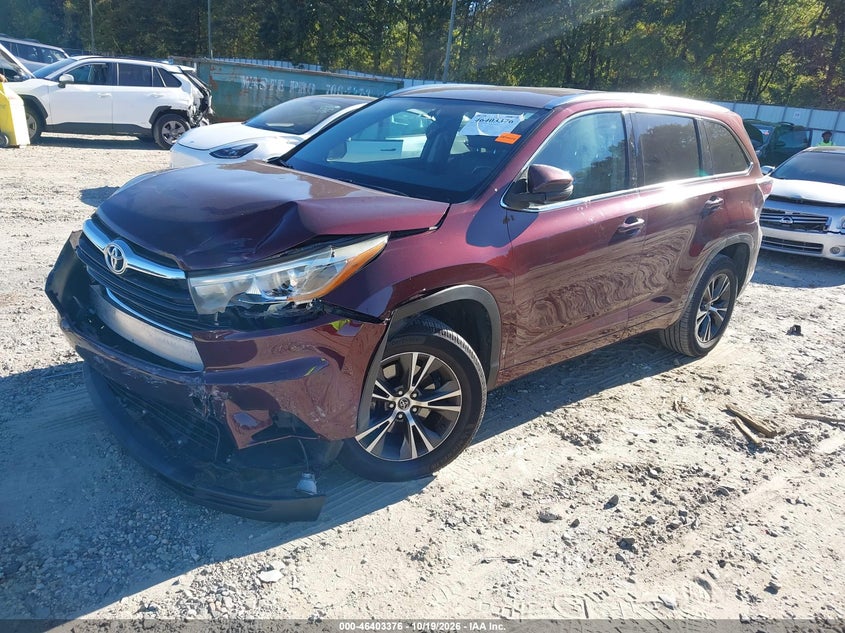 2016 Toyota Highlander Xle V6, Удар спереди, IAAI, VIN 5TDKKRFH2GS139803 — фото 2