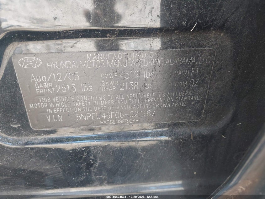 2006 HYUNDAI SONATA GLS V6/LX V6 · Фото 9