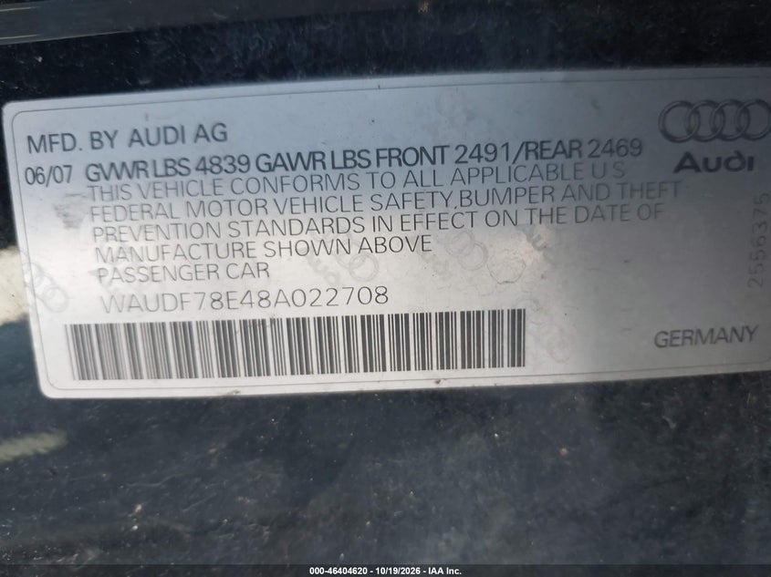 2008 AUDI A4 2.0T · Фото 9