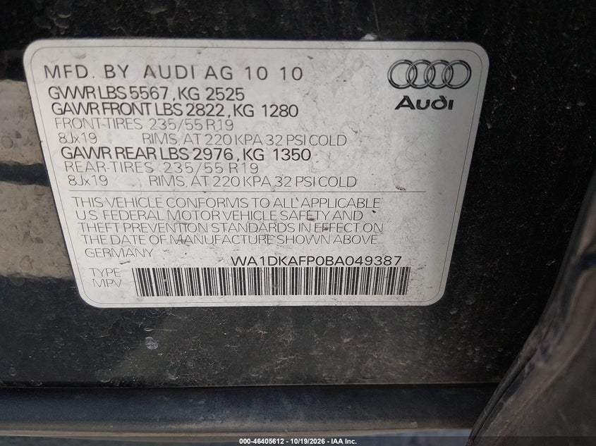 2011 AUDI Q5 3.2 PREMIUM PLUS · Фото 9