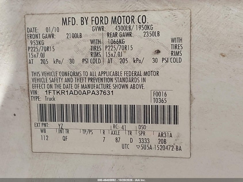 2010 FORD RANGER XL/XLT · Фото 9