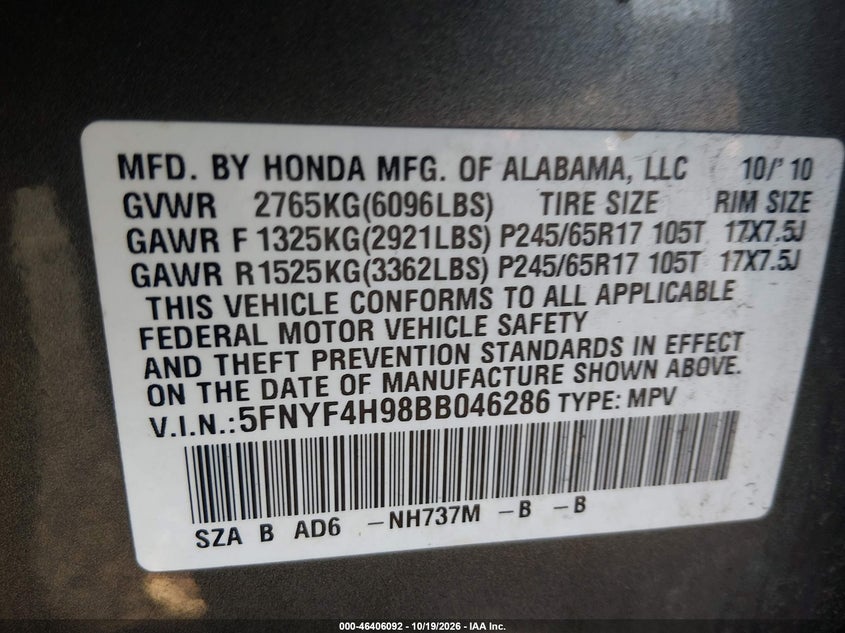 2011 HONDA PILOT TOURING · Фото 9