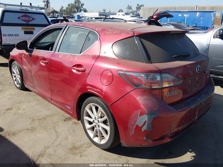 Vin: jthkd5bh2c2088974, lot: 46908888, lexus ct 200h premium 20123
