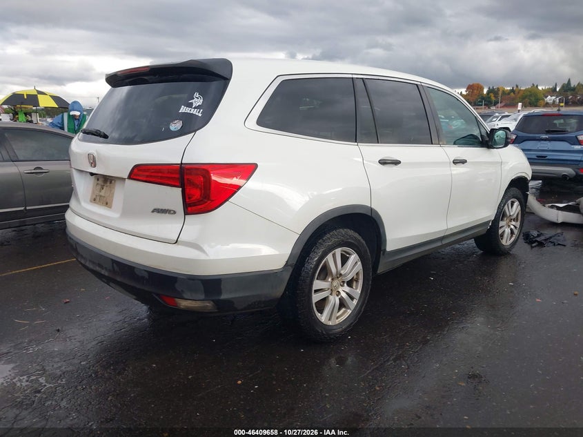 Vin: 5fnyf6h11jb073236, lot: 46910016, honda pilot lx 20184