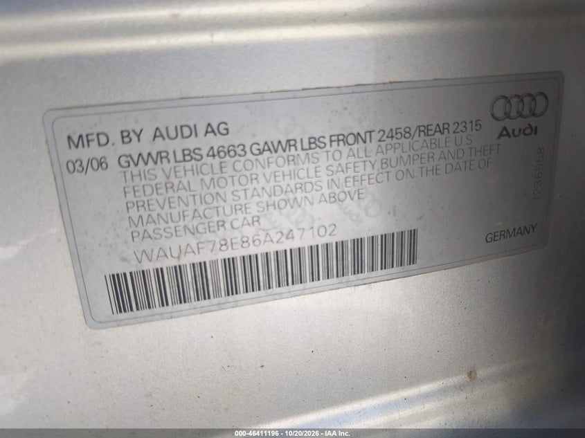 2006 AUDI A4 2.0T · Фото 9