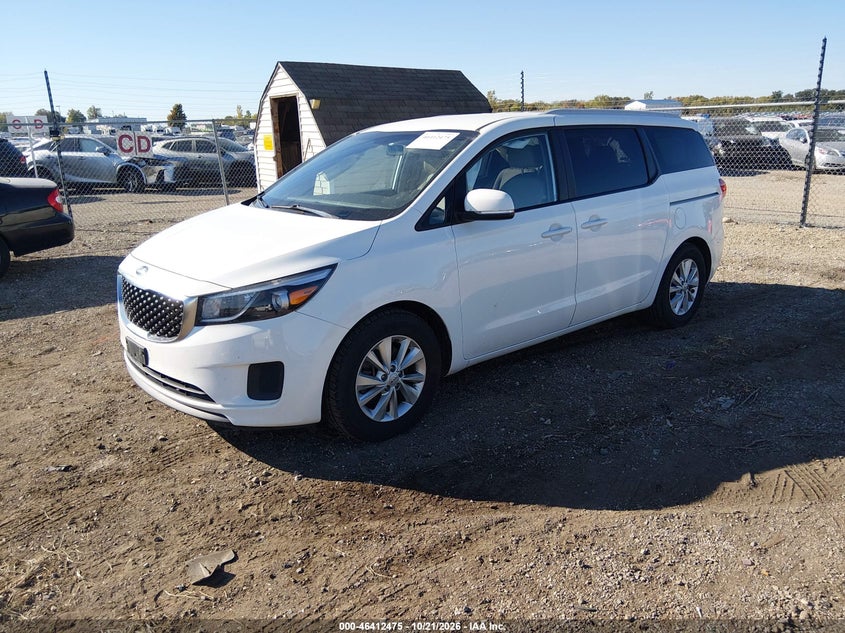 Vin: kndmb5c12f6073258, lot: 46912841, kia sedona lx 20152