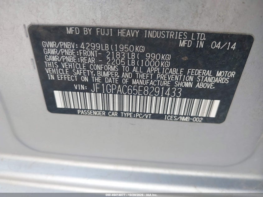 2014 SUBARU IMPREZA 2.0I PREMIUM · Фото 9