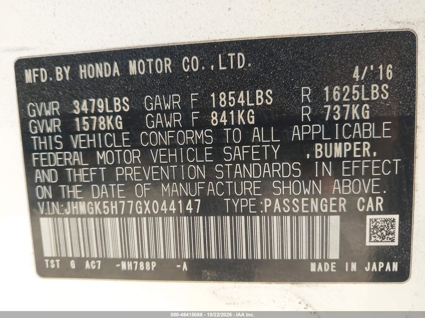 2016 HONDA FIT EX · Фото 9