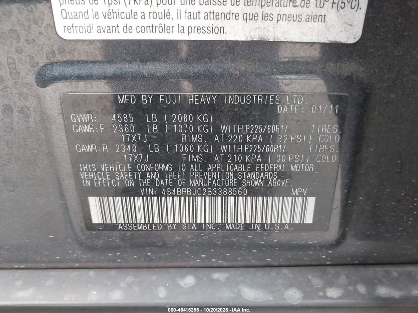 2011 SUBARU OUTBACK 2.5I LIMITED · Фото 9