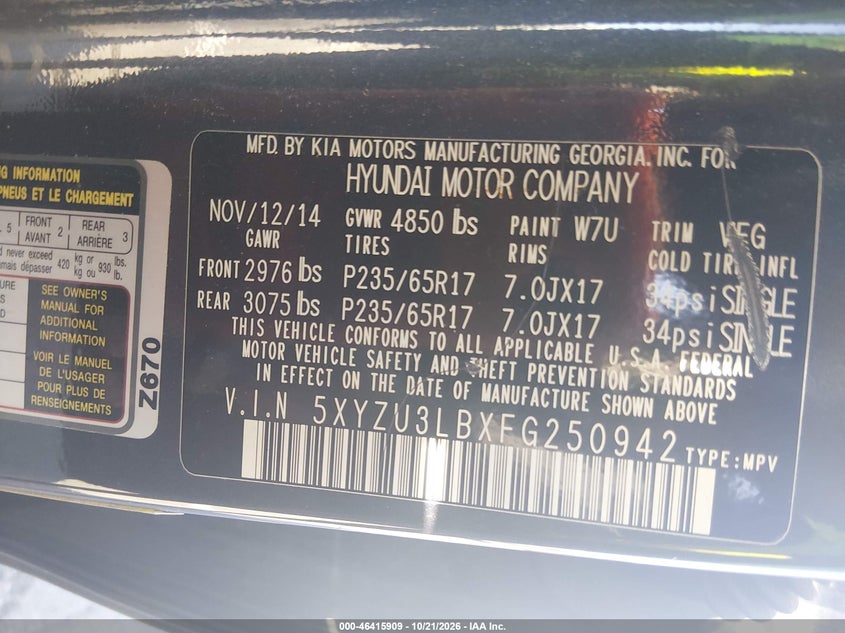 2015 HYUNDAI SANTA FE SPORT 2.4L · Фото 9