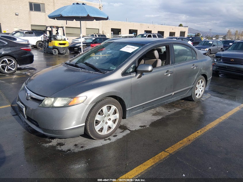 2007 Honda Civic Lx, Rear, IAAI, VIN 1HGFA16557L079255 — photo 2