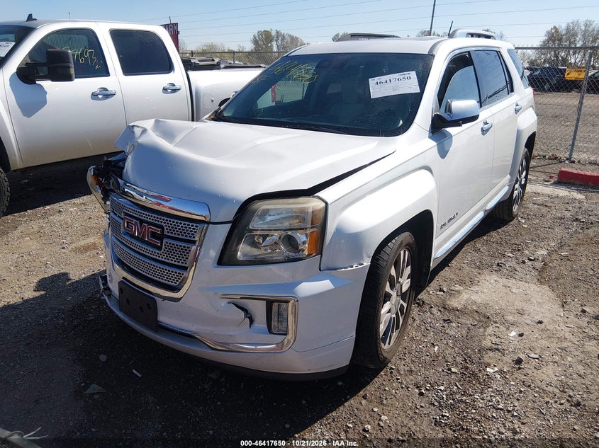 2016 GMC Terrain Denali, Удар спереди, IAAI, VIN 2GKFLVE33G6195860 — фото 2
