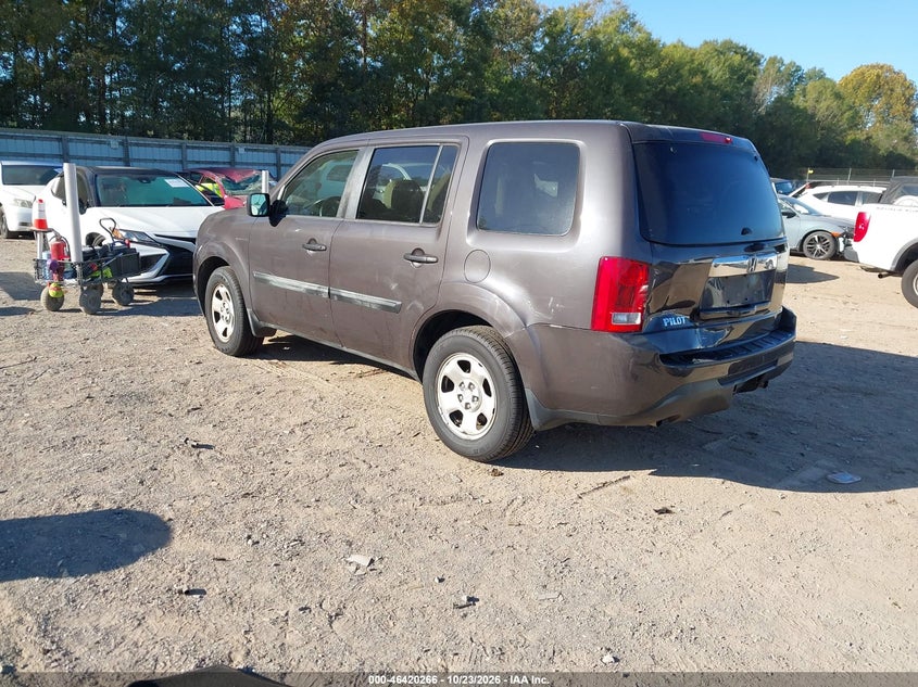 Vin: 5fnyf3h27db012372, lot: 46920632, honda pilot lx 20133
