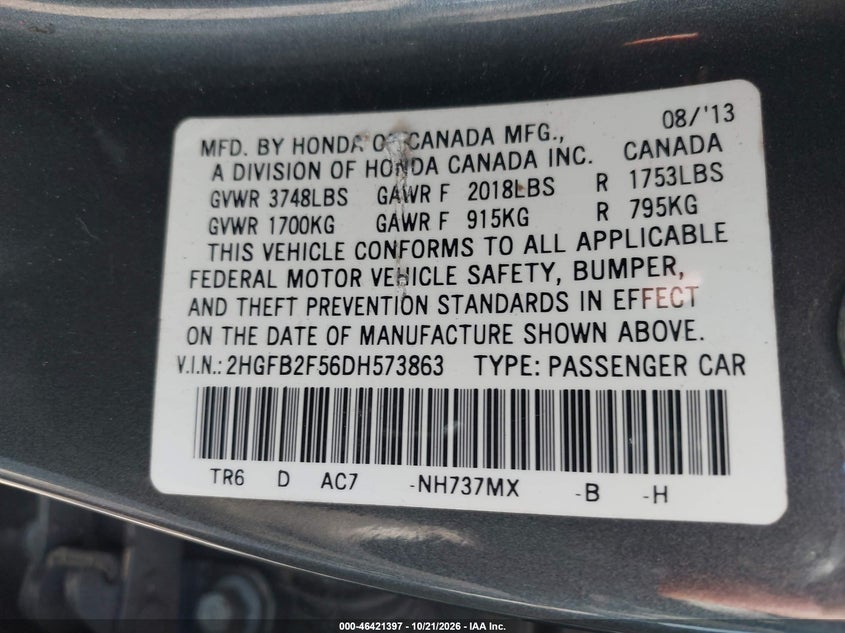 2013 HONDA CIVIC LX · Photo 9