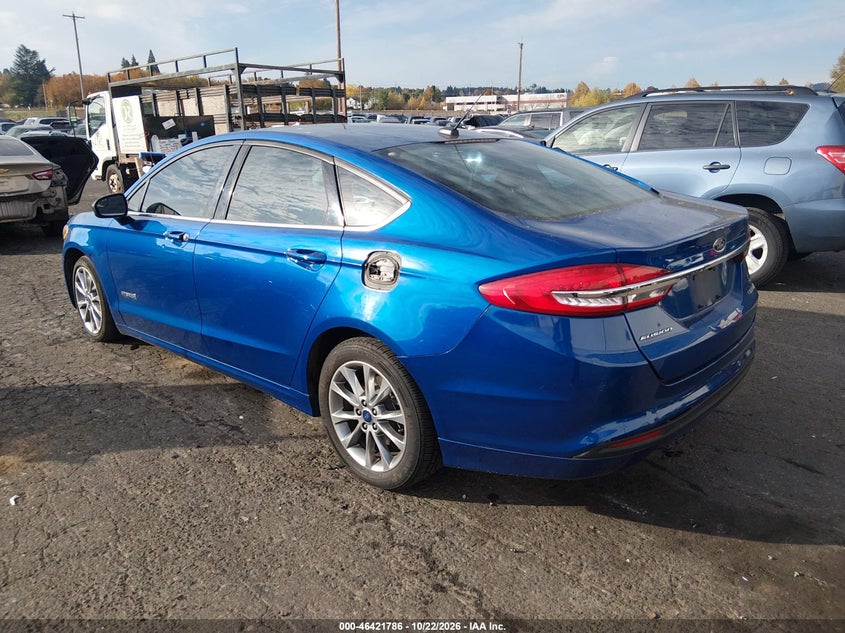 Vin: 3fa6p0lu8hr385359, lot: 46922152, ford fusion hybrid se 20173