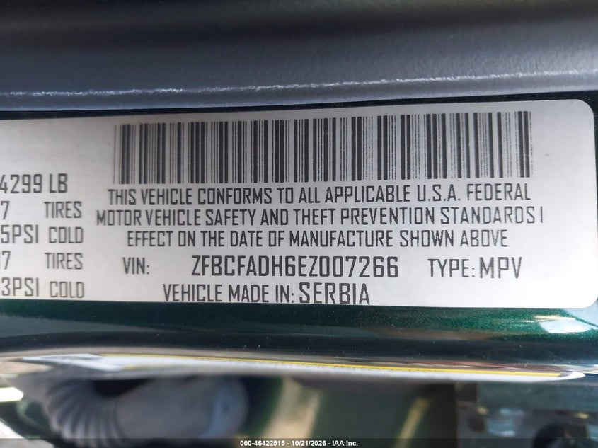 FIAT 500L 2014 VIN ZFBCFADH6EZ007266