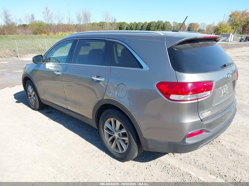 Vin: 5xypgda30hg259362, lot: 46924587, kia sorento 2.4l lx 20173
