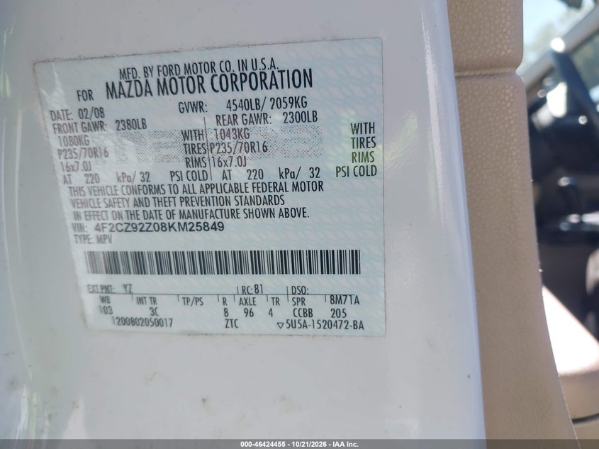 2008 MAZDA TRIBUTE I TOURING · Фото 9