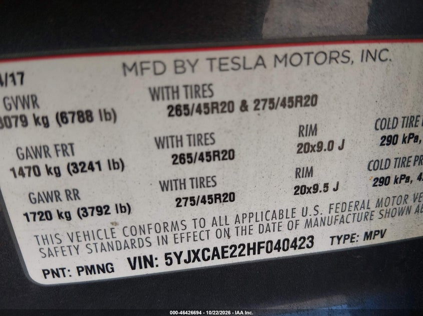 2017 TESLA MODEL X 100D/75D/90D · Фото 9
