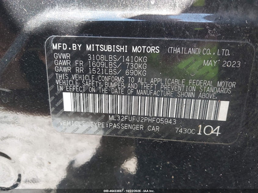 2023 MITSUBISHI MIRAGE G4 ES/G4 LE/G4 BLACK EDITION · Фото 9