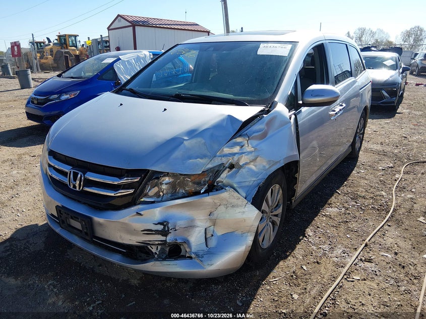 2014 Honda Odyssey Ex-L, Удар спереду, IAAI, VIN 5FNRL5H65EB039079 — фото 2