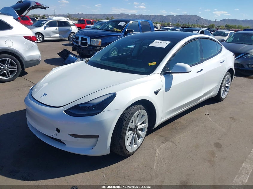 Vin: 5yj3e1ea5nf375395, lot: 46937150, tesla model 3 rear-wheel drive 20222