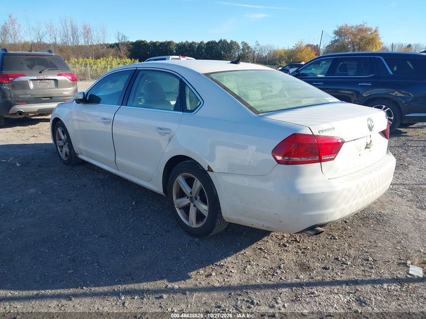 Vin: 1vwbp7a30dc020630, lot: 46938892, volkswagen passat 2.5l se 20133