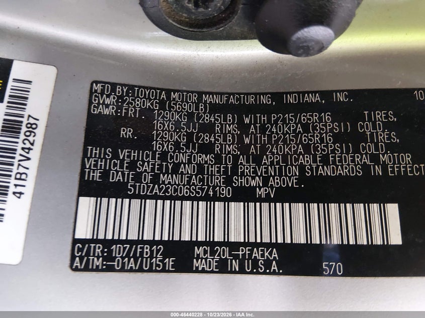 2006 TOYOTA SIENNA CE · Фото 9