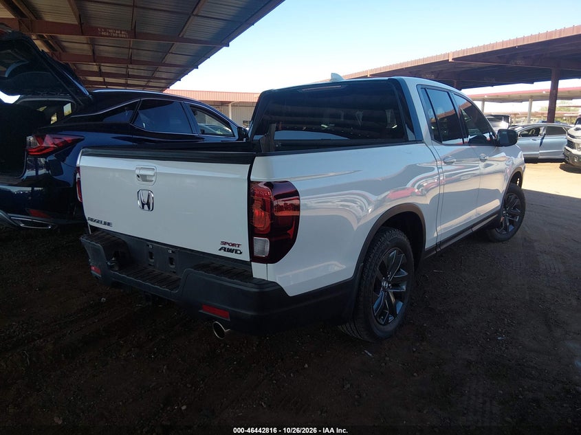 Vin: 5fpyk3f10mb026580, lot: 46943182, honda ridgeline awd sport 20214