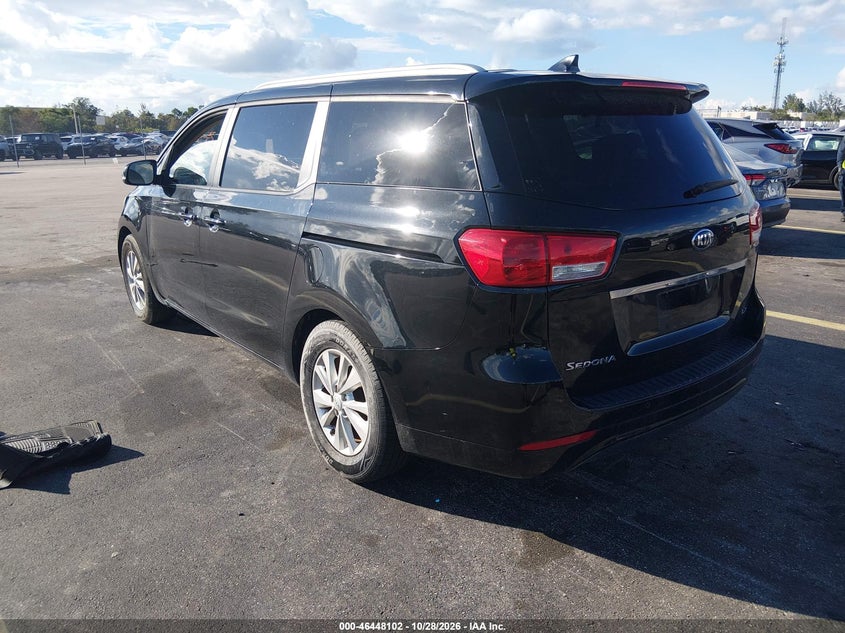 Vin: kndmb5c18g6160647, lot: 46948478, kia sedona lx 20163