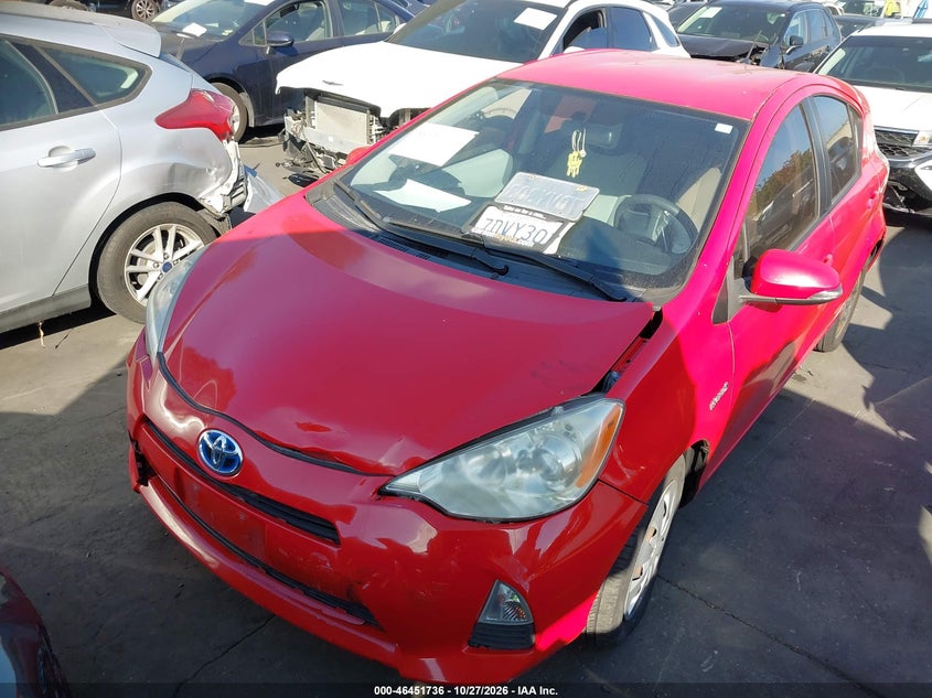 Vin: jtdkdtb36d1043926, lot: 46952112, toyota prius c one 20132