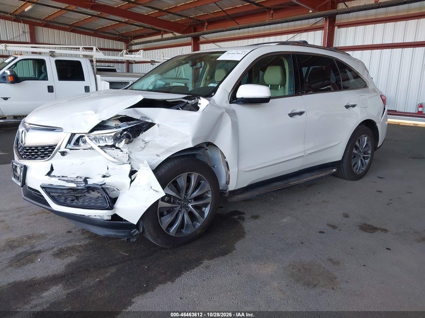 2015 Acura Mdx Technology Package, Front & Rear, IAAI, VIN 5FRYD4H40FB029657 — photo 2
