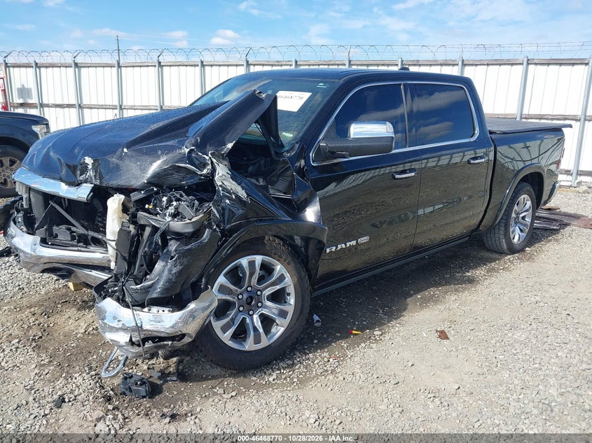 2019 Ram 1500 Longhorn 4X4 5'7 Box, Удар спереду, IAAI, VIN 1C6SRFKT9KN592407 — фото 2