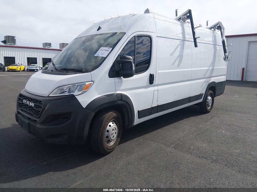 Vin: 3c6mrvjgxpe519856, lot: 46973787, ram promaster 3500 cargo van high roof 159 wb ext 20232